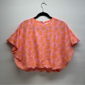 J.Marie dolman floral Orange and Pink Women's crop Top size Small